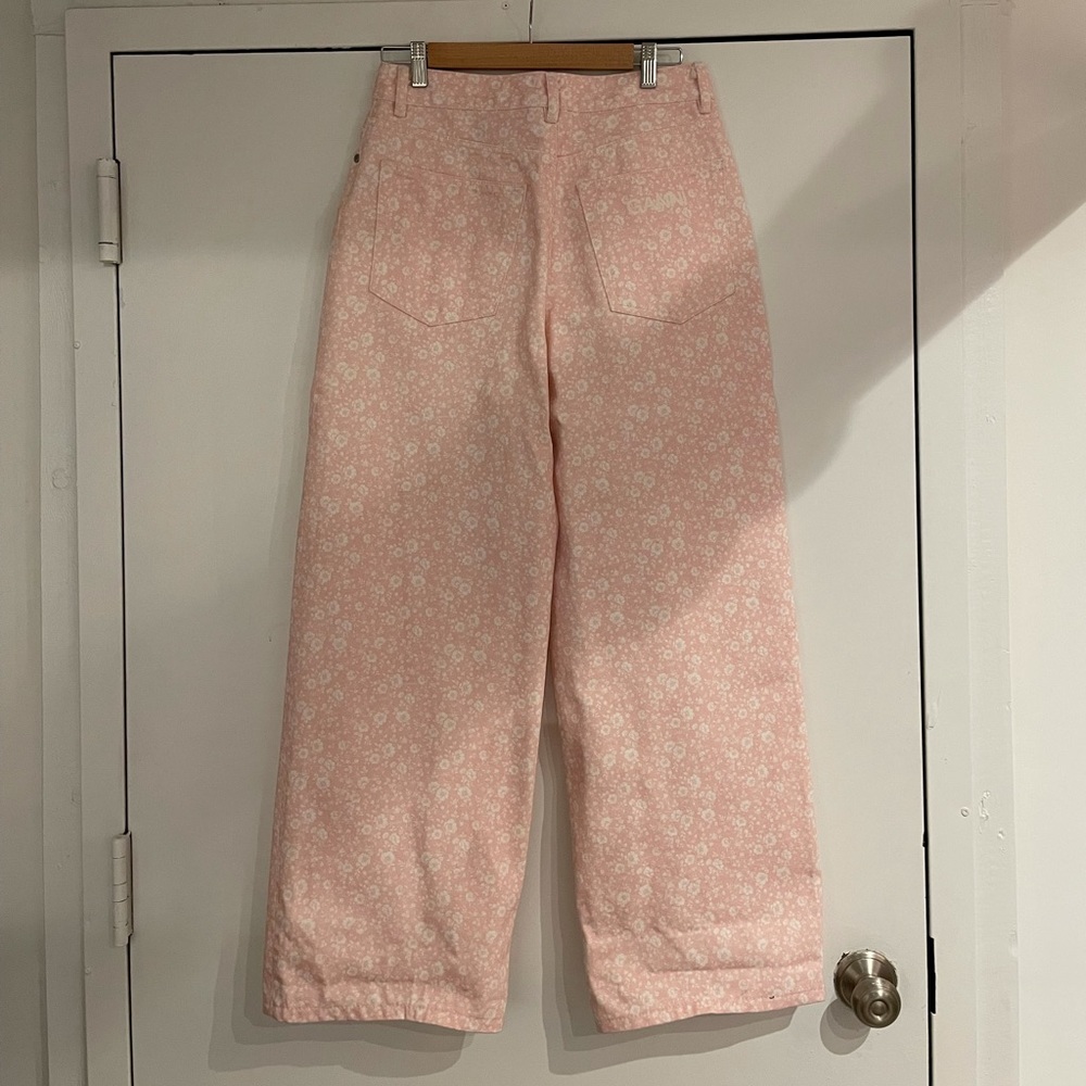 GANNI floral-print high-rise wide-leg jeans - Picture 8 of 8